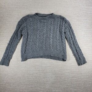 American Eagle Cable Knit Sweater Womens Small Gray Soft Cropped Crewneck Cozy